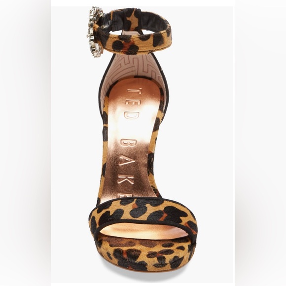 Ted Baker Claudel Genuine Calf-hair Leopard-print Ankle Strap Sandal Size 39 - Picture 10 of 12